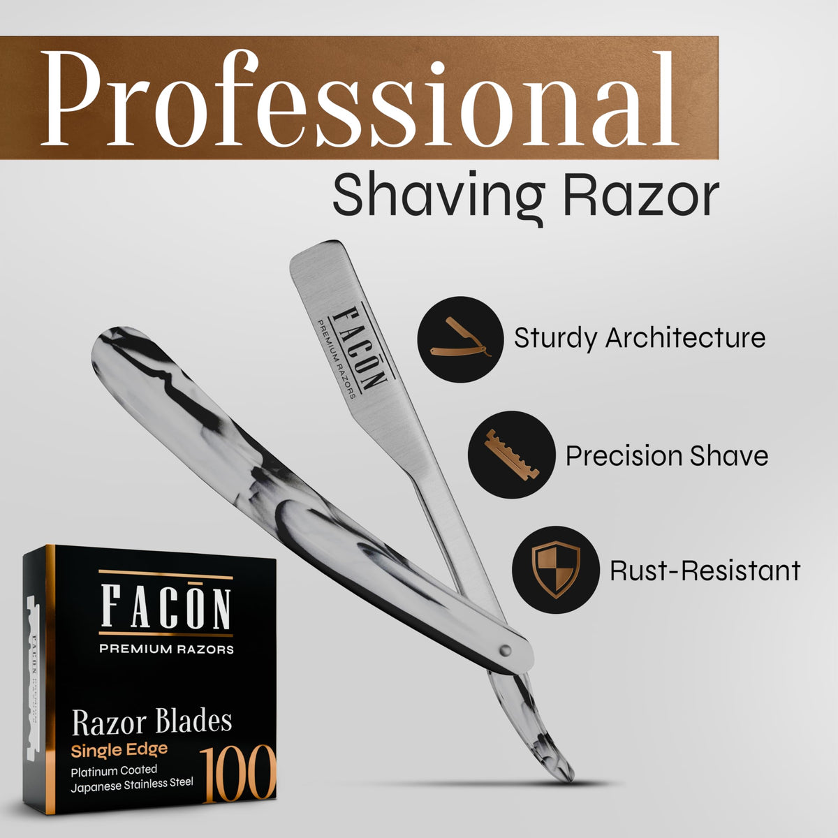 FACON ergonomic handle close-up highlighting non-slip grip for improved control