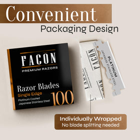 FACON blade loaded in a shavette demonstrating quick compatibility