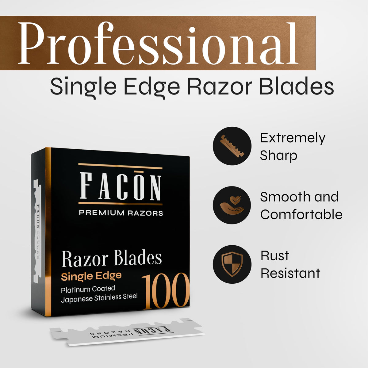 FACON individually wrapped blade highlighting hygiene and easy storage