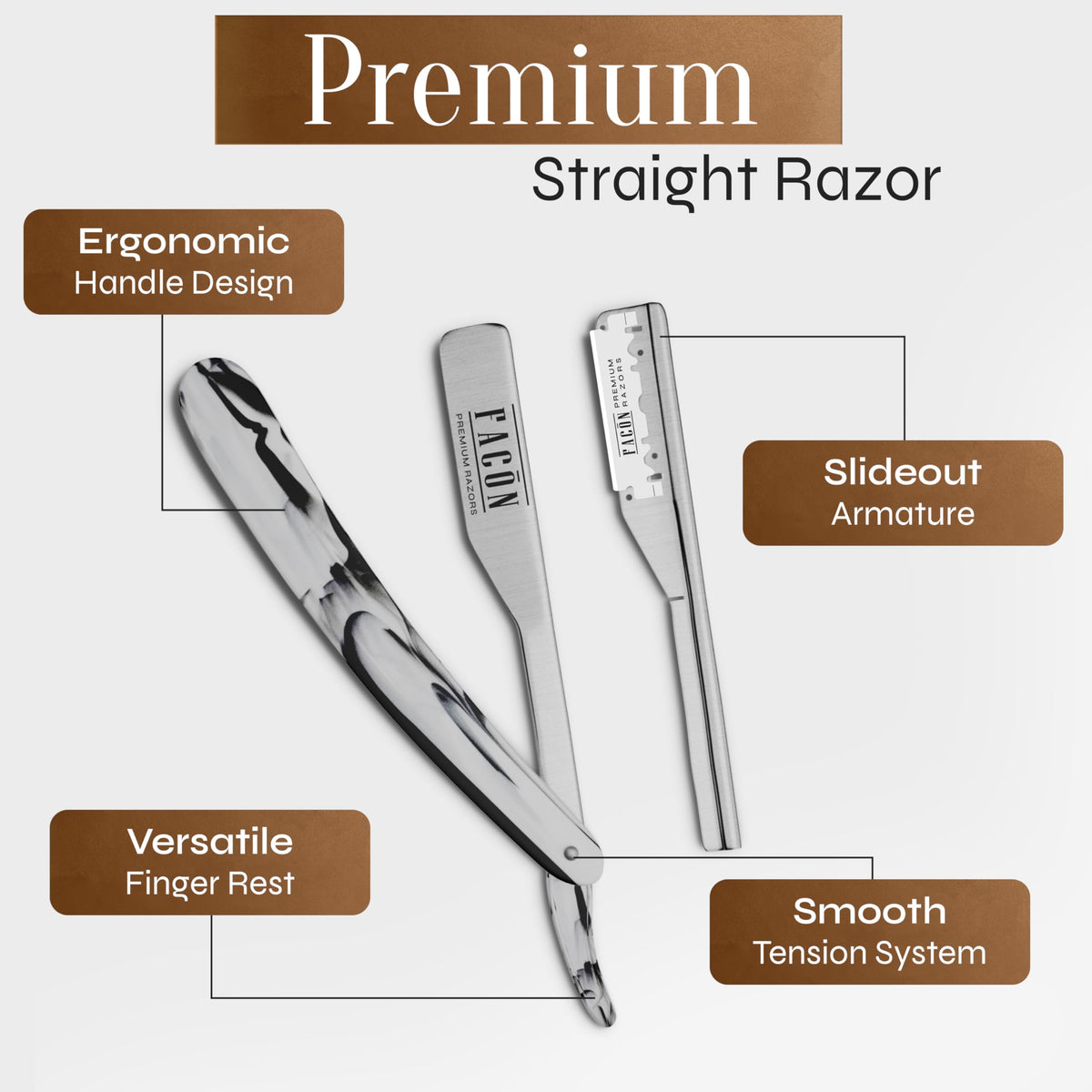 FACON kit beside ruler to show scale and the included blade quantity