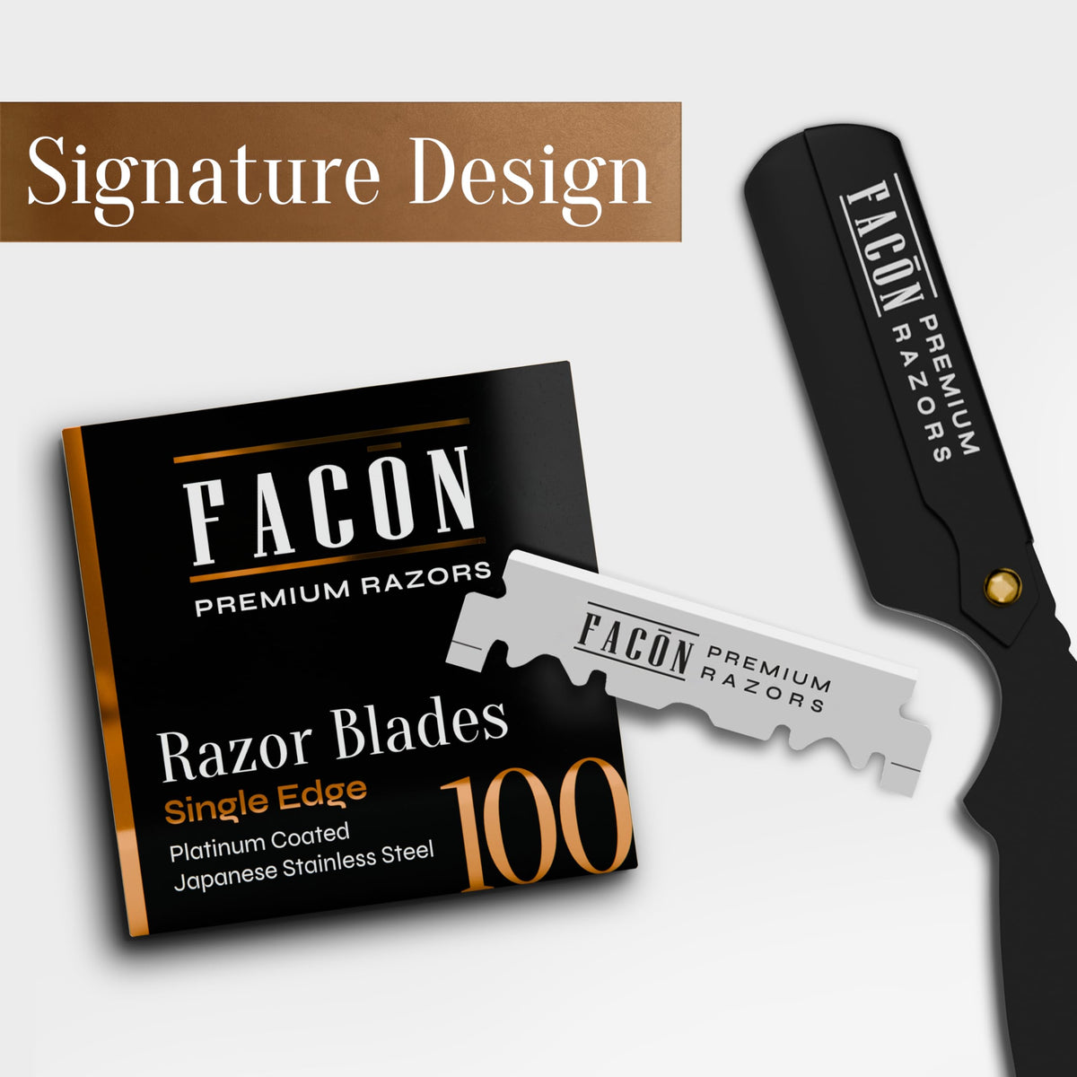 FACON lifestyle shot of man shaving with blade for reliable home grooming