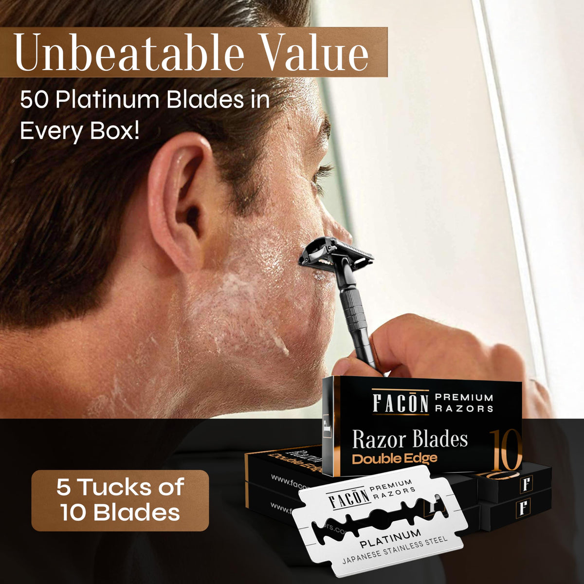 FACON 50-pack lifestyle on counter offering long-term refill convenience
