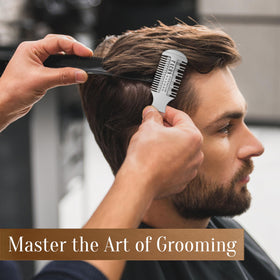 FACON razor comb held in hand to show size and comfortable control