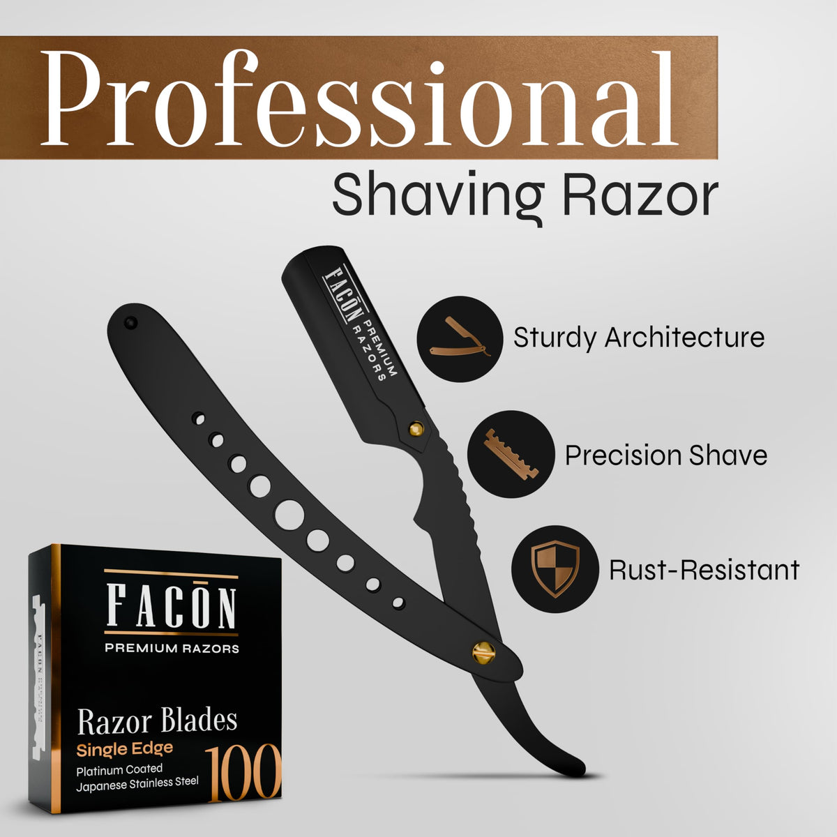 FACON ergonomic handle close-up revealing textured grip for steady precise control