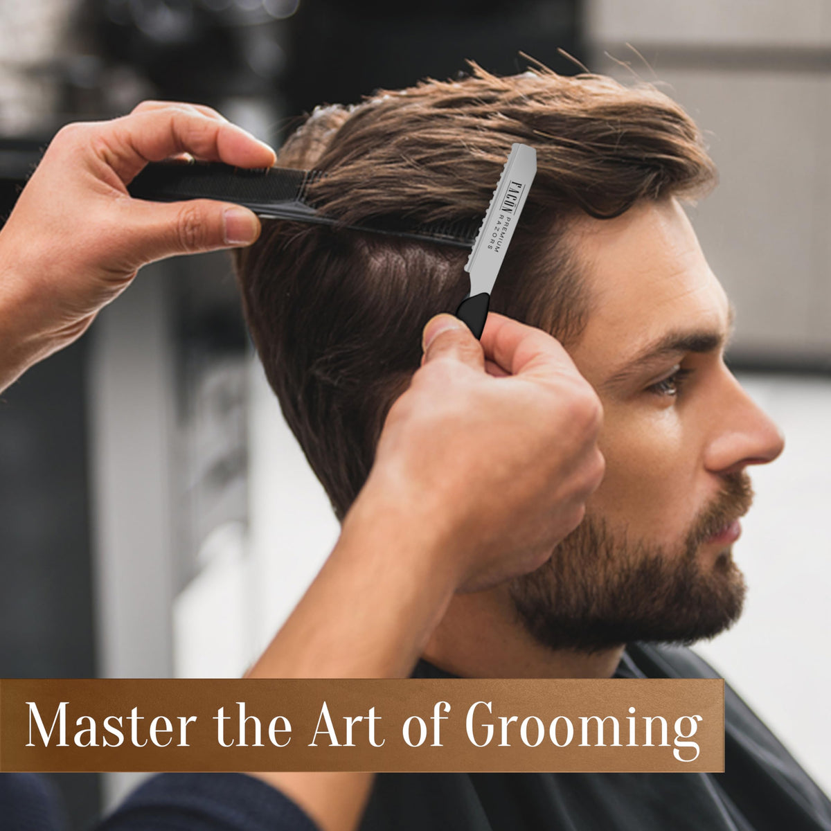 FACON razor in hand cutting hair illustrating smooth glide and accurate sectioning