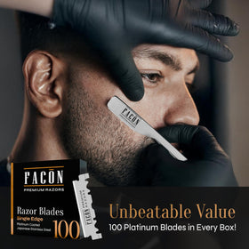 FACON razor in hand demonstration delivering stable grip and accurate strokes