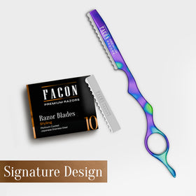 FACON razor with open head demonstrating safe blade installation