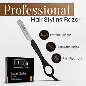 FACON stainless-steel handle close-up demonstrating ergonomic grip for controlled cuts