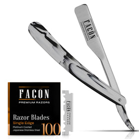 FACON straight razor front view showing clean professional design and durable finish