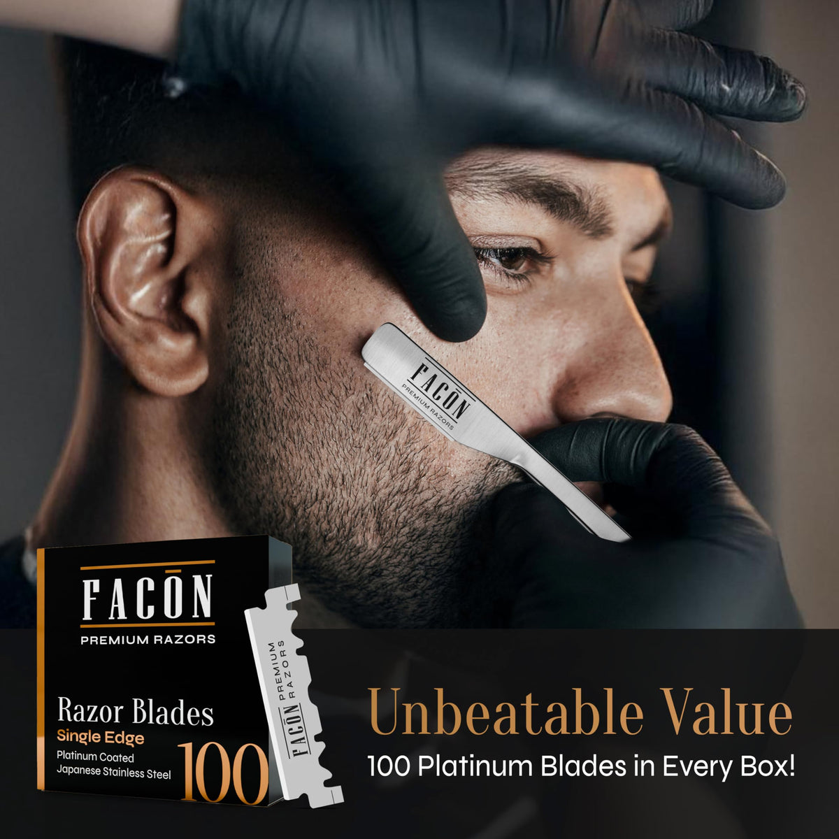 FACON straight razor with blade installed demonstrating ready-to-use precise shaving