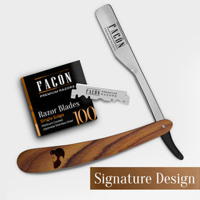 FACON wooden-style handle grain close-up showing textured grip for steady strokes