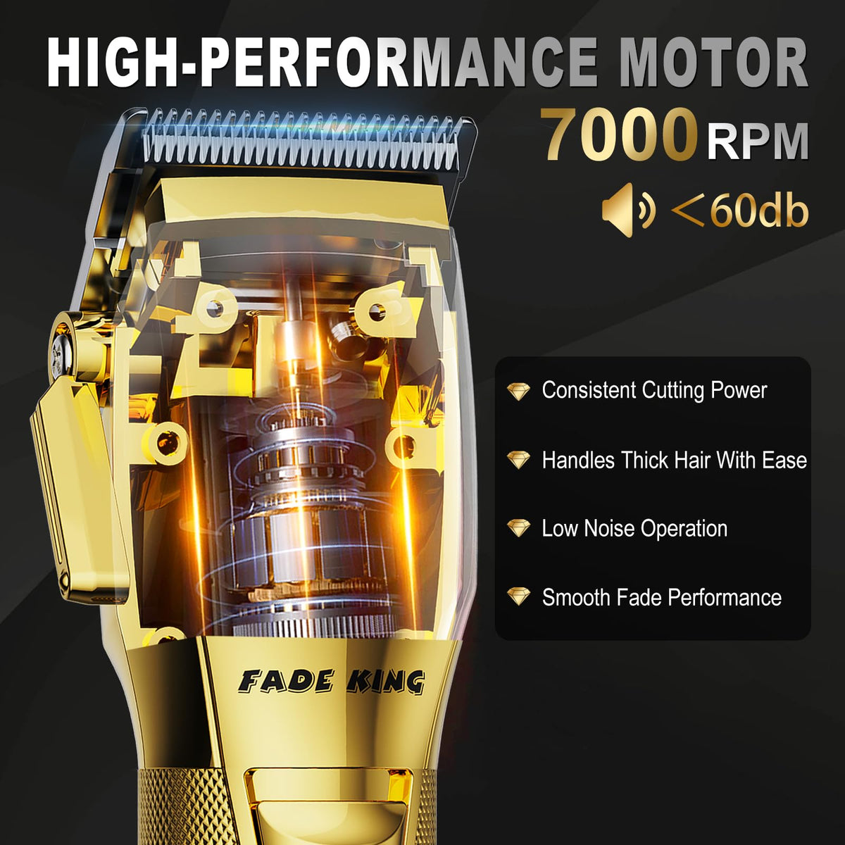 FADEKING clipper in hand showing scale and ergonomic grip for comfortable cutting