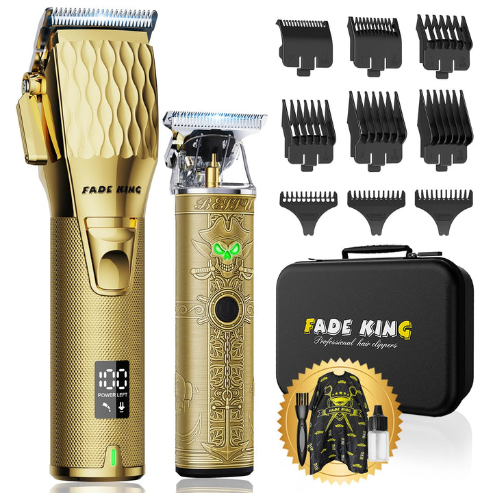 FADEKING front view of full kit showing clippers and case for professional portability