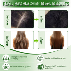 Before and after hair photo with Fadelo Batana oil showing increased shine and smoother texture