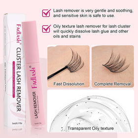 FADLASH being applied to cluster lashes demonstrating gentle targeted removal