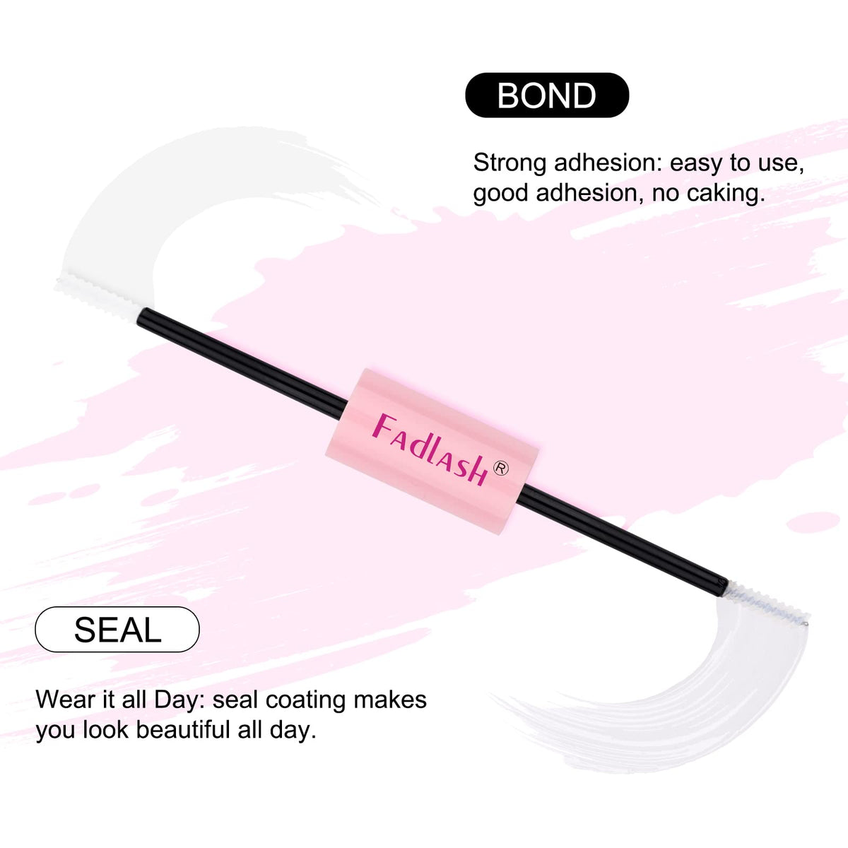 FADLASH applying bond to natural lashes for even coverage and seamless blend benefit