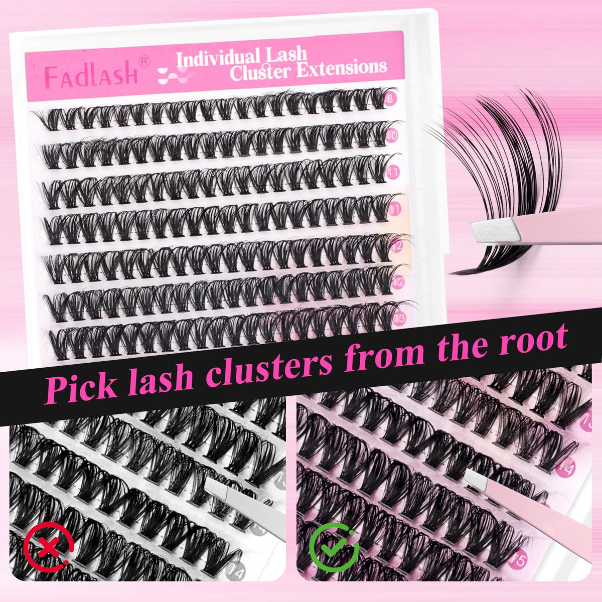 FADLASH step-by-step image of placing a cluster to achieve quick at-home application