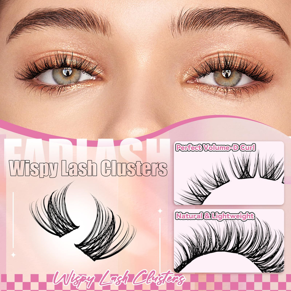 FADLASH close-up of D curl fibers highlighting soft texture and natural blending