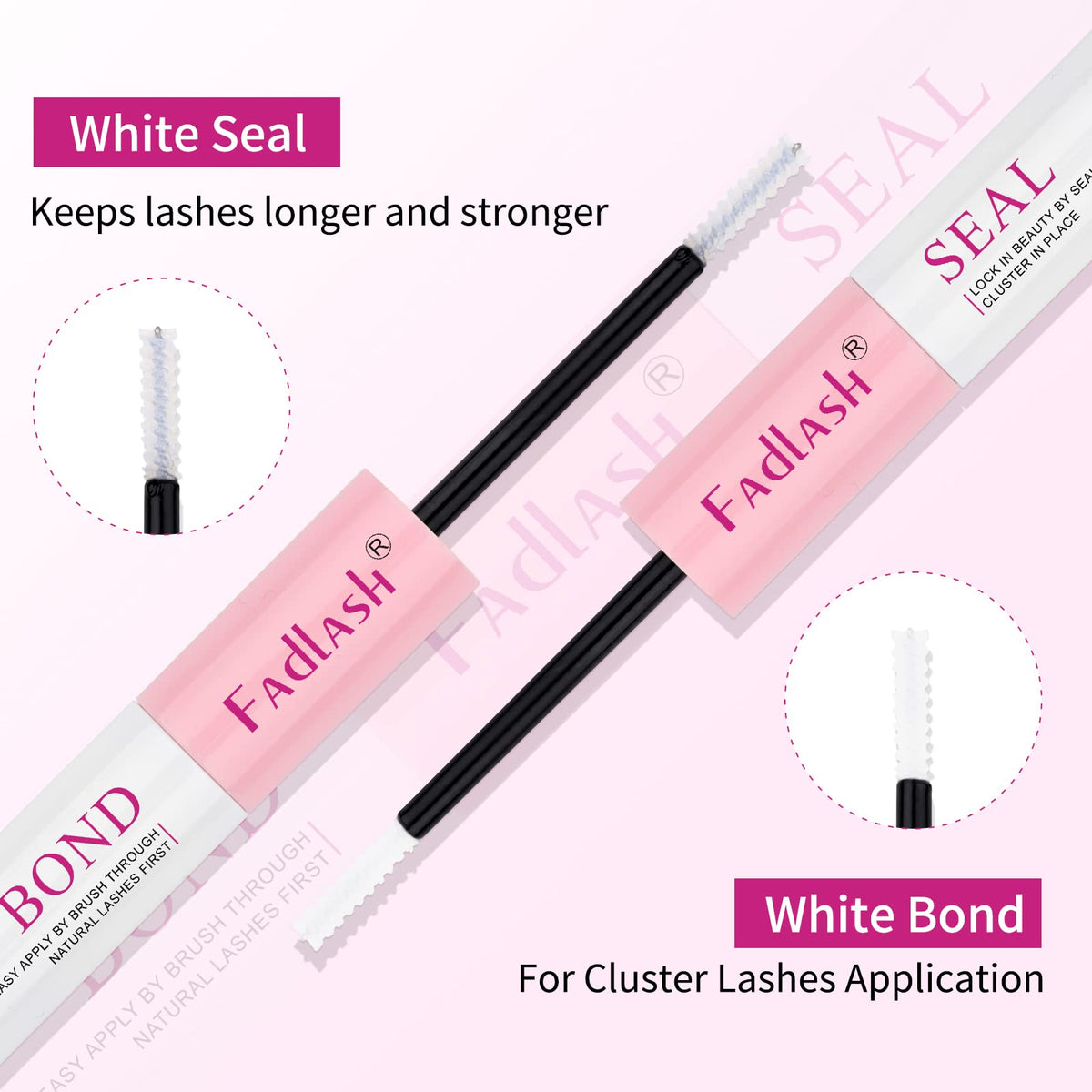 FADLASH securing cluster lashes in place with sealant for longer wear benefit