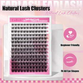 FADLASH clusters beside natural lashes illustrating fuller but natural enhancement