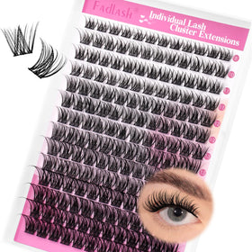 FADLASH front packaging showing 168pcs cluster lashes and product labeling benefits