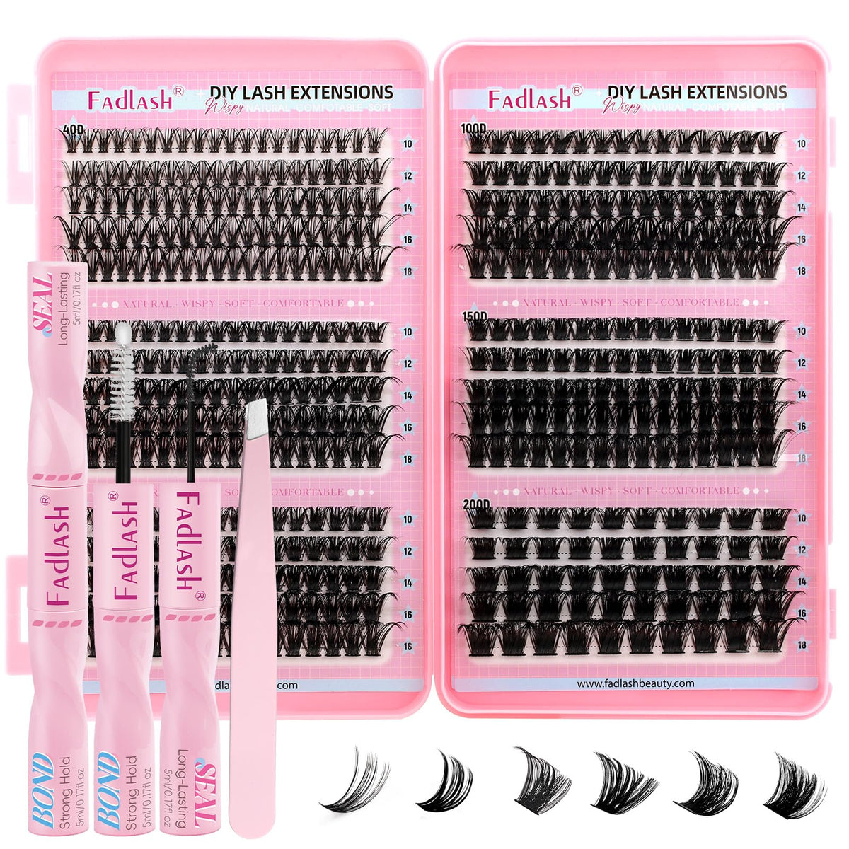FADLASH front packaging showing complete DIY lash kit and contents benefit: ready-to-use set