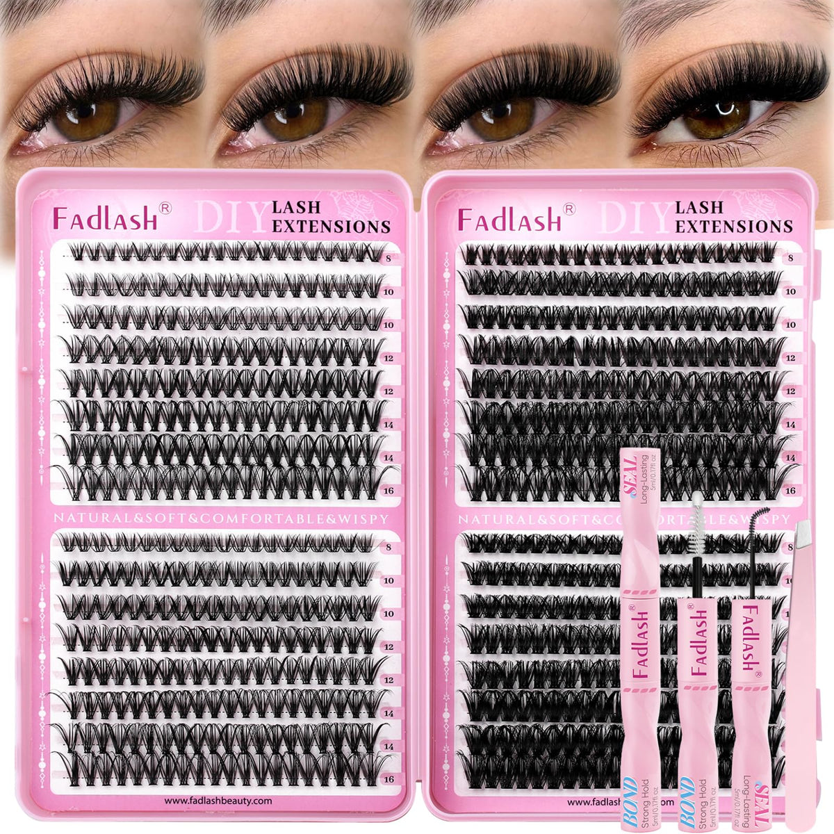 FADLASH front packaging showing full kit and tools for easy selection