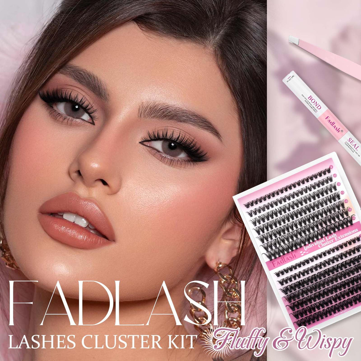 FADLASH applied lashes on eye showing natural lift and volume