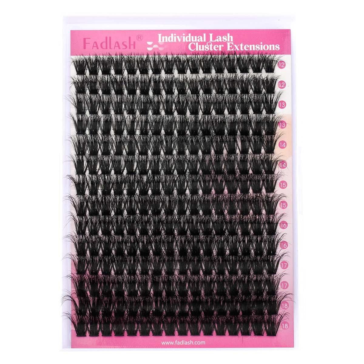 FADLASH lash clusters with adhesive applied ready for placement