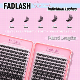 FADLASH display of 10–18mm lengths for customizable lash gradients
