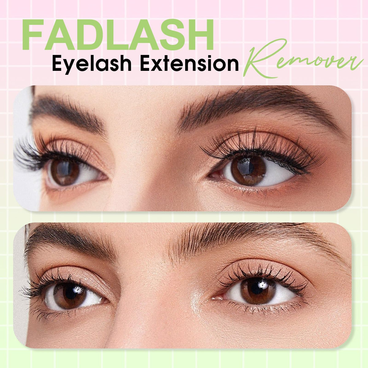 FADLASH removed extensions showcase showing effective glue dissolution