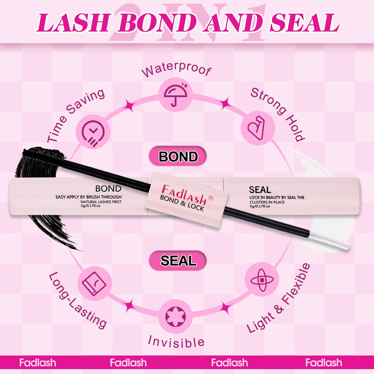 FADLASH sealant bottle detail showing finish and longer wear benefit