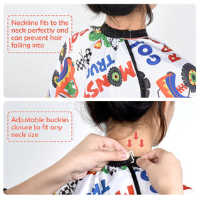 FaHaner close-up of cartoon truck pattern engaging children during trims