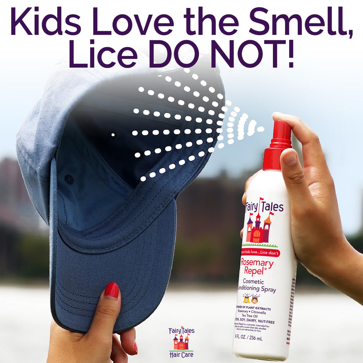 Fairy Tales conditioning spray used on child hair illustrating easy detangling benefit