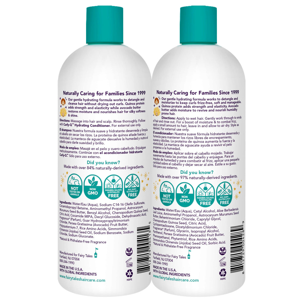 Fairy Tales close-up of label showing natural ingredients and clean formula