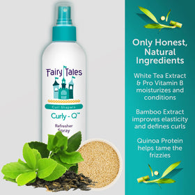 Fairy Tales Curly-Q bottle next to a ruler showing true 8oz scale