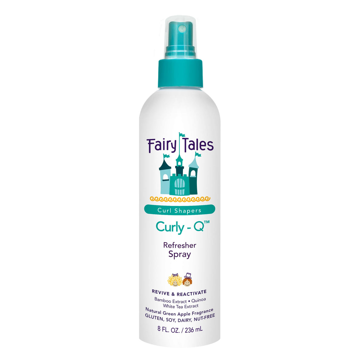 Fairy Tales Curly-Q front packaging showing product bottle and label benefits