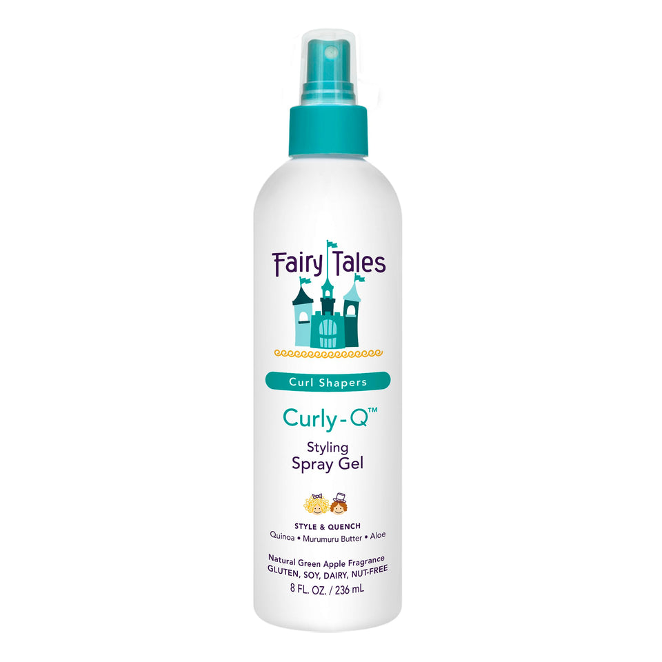 Fairy Tales Curly Q front packaging showing bottle and label, clear family-friendly benefit