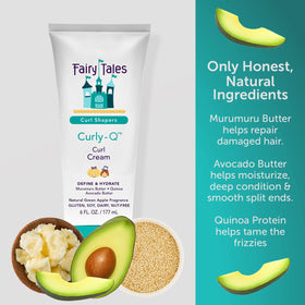 Fairy Tales Curly Q ingredients label highlighting natural, family-safe formula