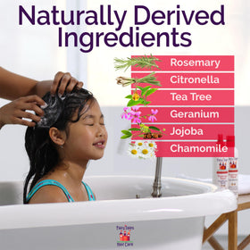 Fairy Tales applied to child's wet hair demonstrating detangling and gentle care