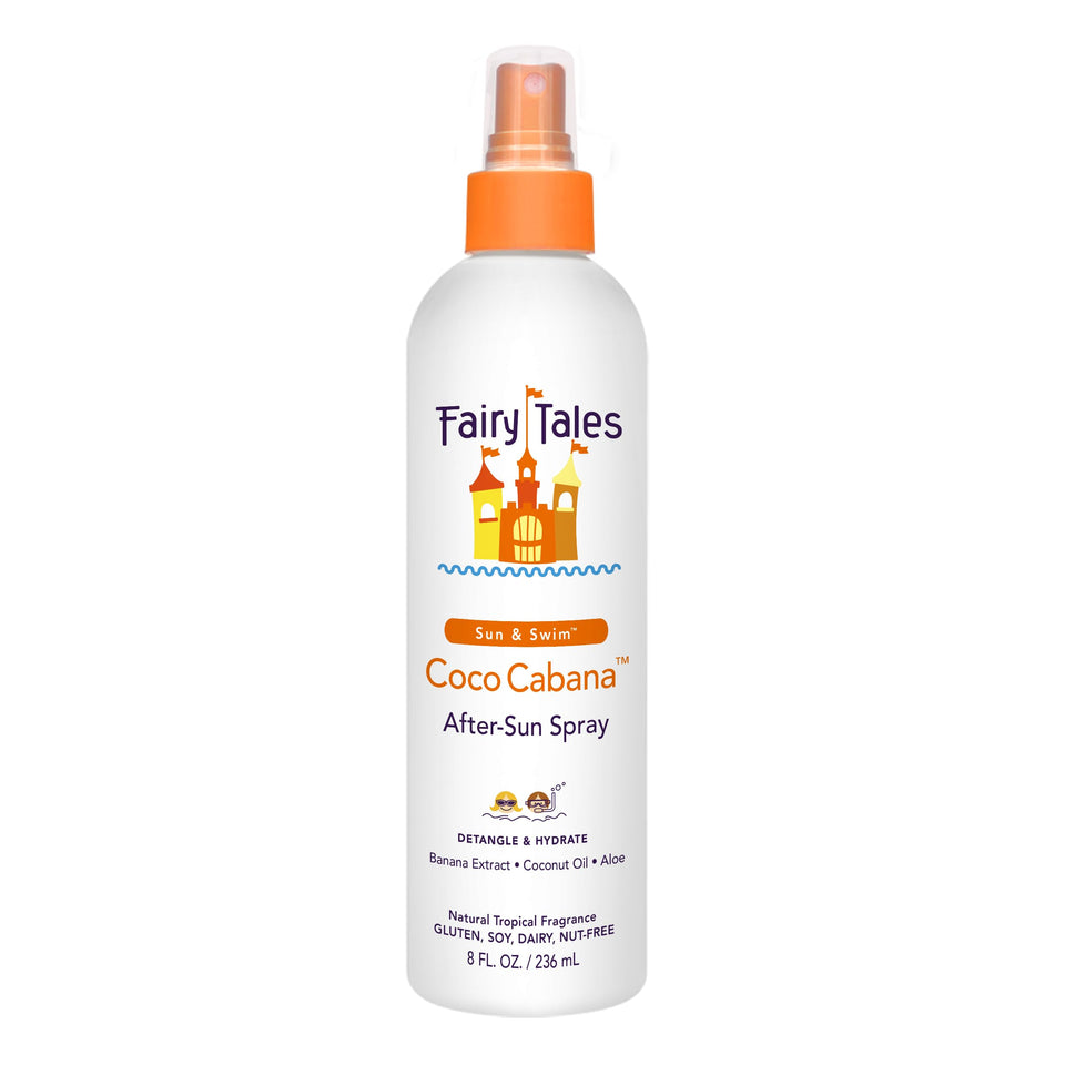Fairy Tales front packaging showing bottle and tropical scent benefit