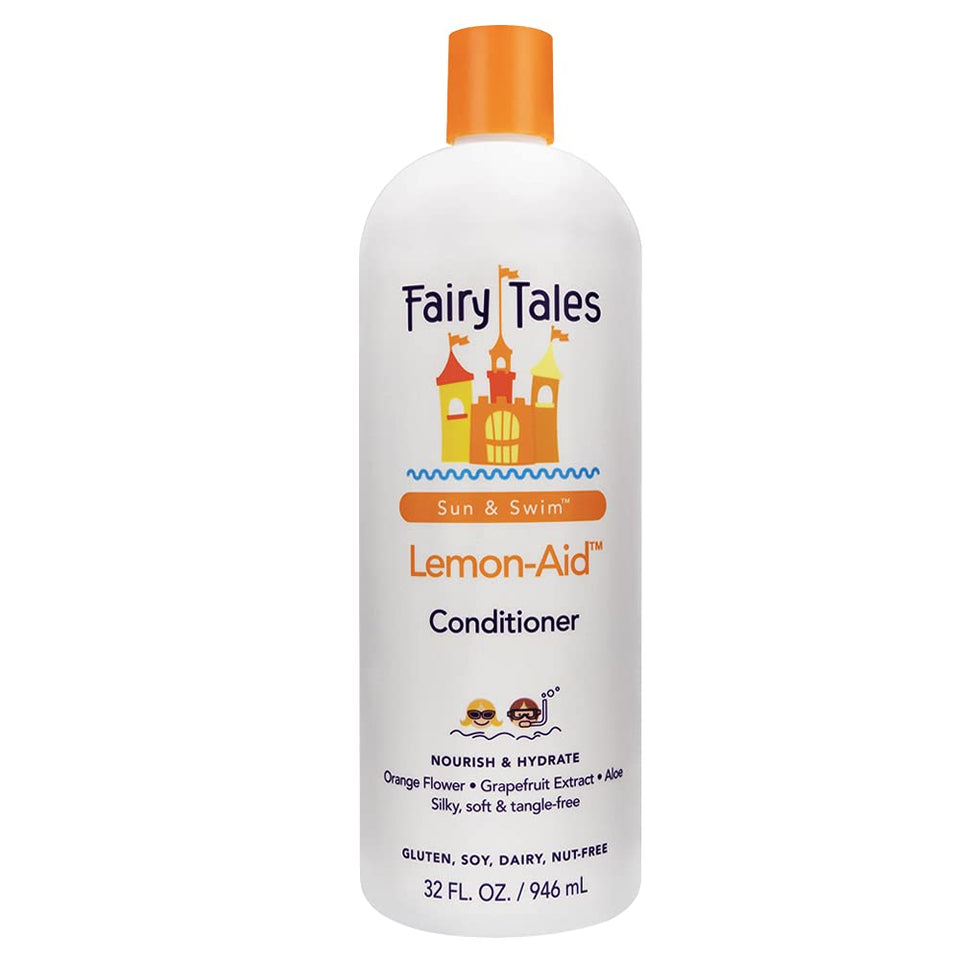 Fairy Tales front bottle view showing bright lemon-aid packaging and family-friendly formula