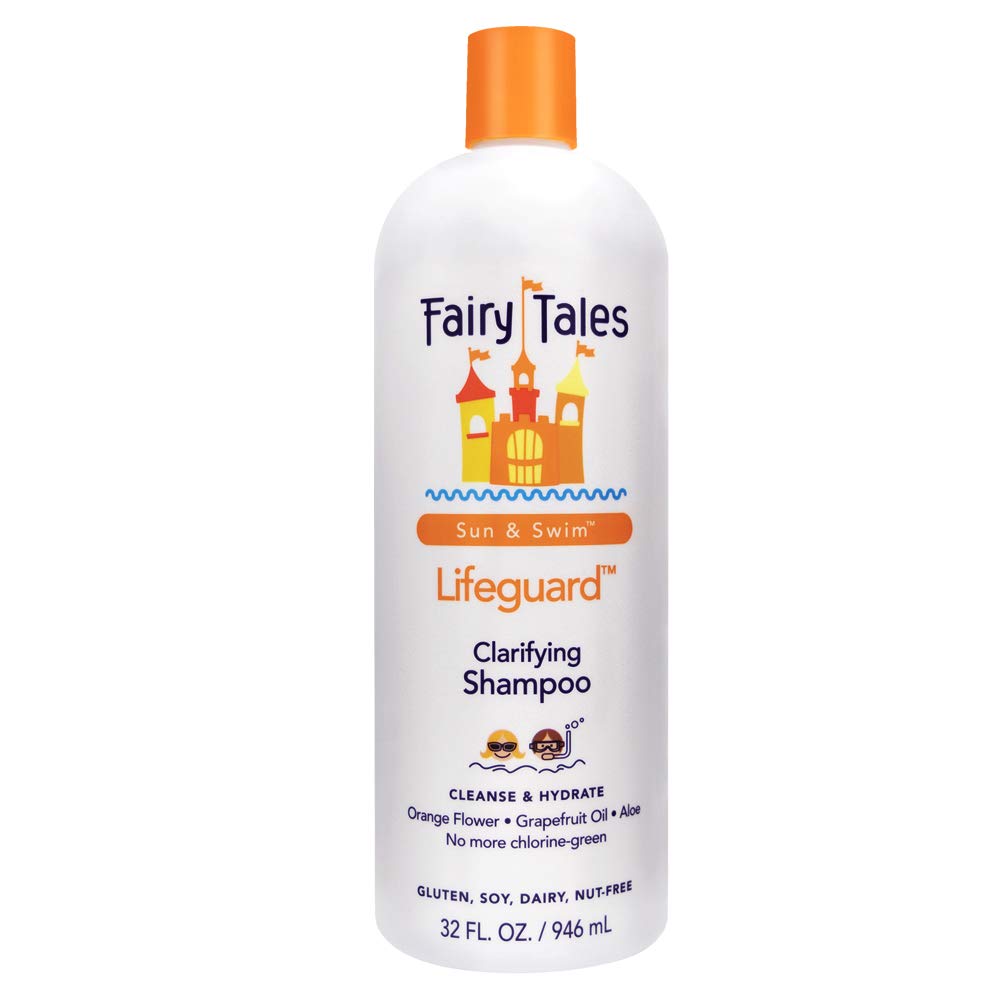 Fairy Tales front bottle view showing 32 oz swim shampoo benefits