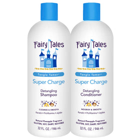 Fairy Tales front packaging showing both 32 oz bottles and benefits
