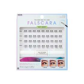 FALSCARA clear-band kit front packaging showing contents and benefits