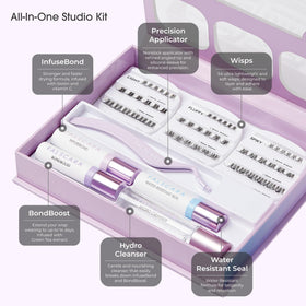 FALSCARA kit on vanity with tools scene suggesting professional results at home