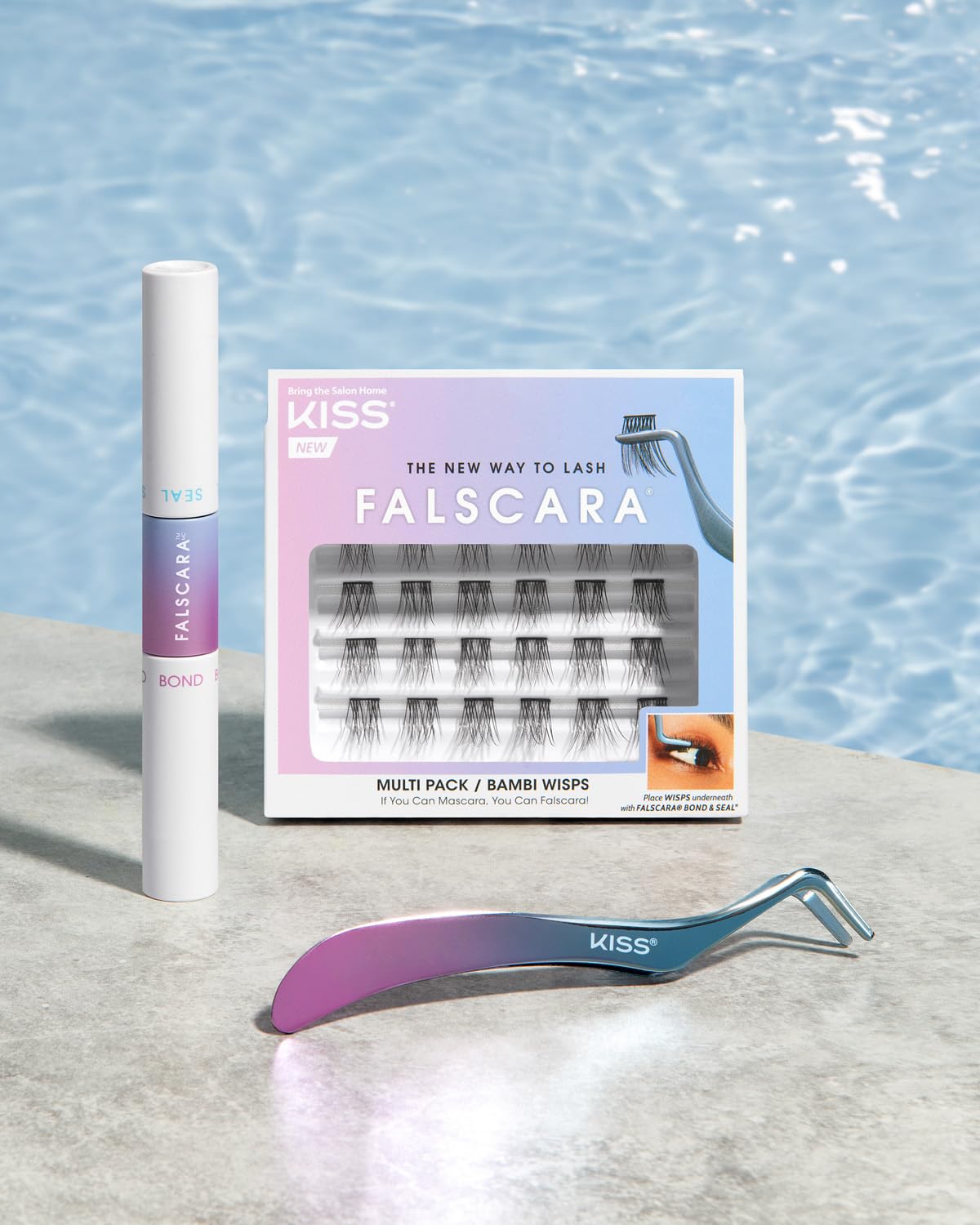 FALSCARA tube next to common items showing compact size benefit
