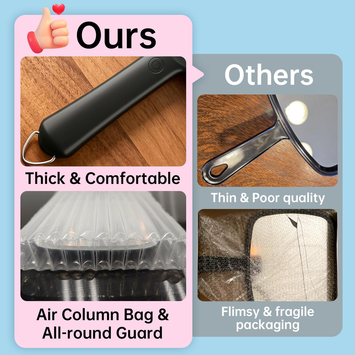 Famihomii hanging on bathroom hook for hands-free grooming convenience