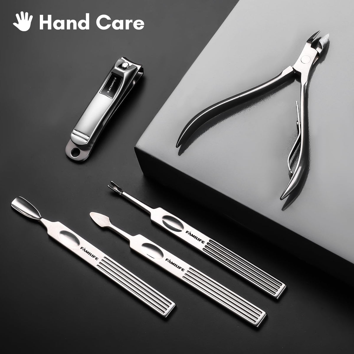 FAMILIFE fingernail clippers close-up, precise cutting for neat nails