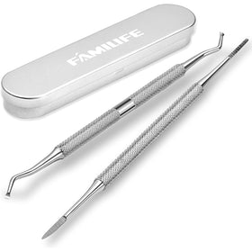 FAMILIFE front view of the two-piece ingrown toenail kit showing case and tools for easy storage